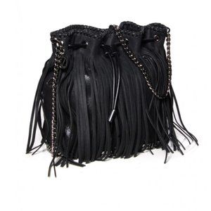 Stella McCartney Black Fringed Bucket Bag